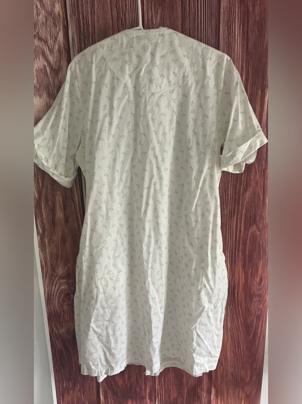 Miss Elaine Cream Nightgown with Pink and Green Floral Print - Picture 8 of 8